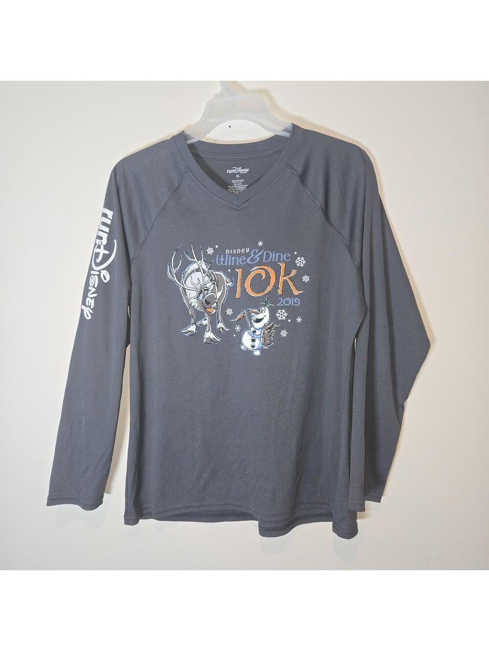 RunDisney Wine and Dine 10k 2019 Adult Shirt sz XL Gray Frozen Olaf Sven